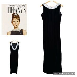 Vintage Breakfast at Tiffany’s Vibe McClintock Black Velvet Low Back Dress Sz 12
